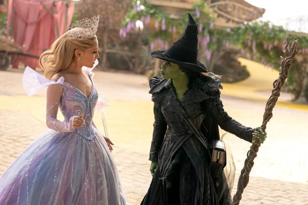 Ariana Grande-Butera as Glinda and Cynthia Erivo as Elphaba in Wicked: For Good.